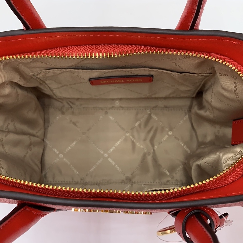 Michael Kors Avril Small Leather Top-Zip Satchel Flame color - Picture 11 of 16